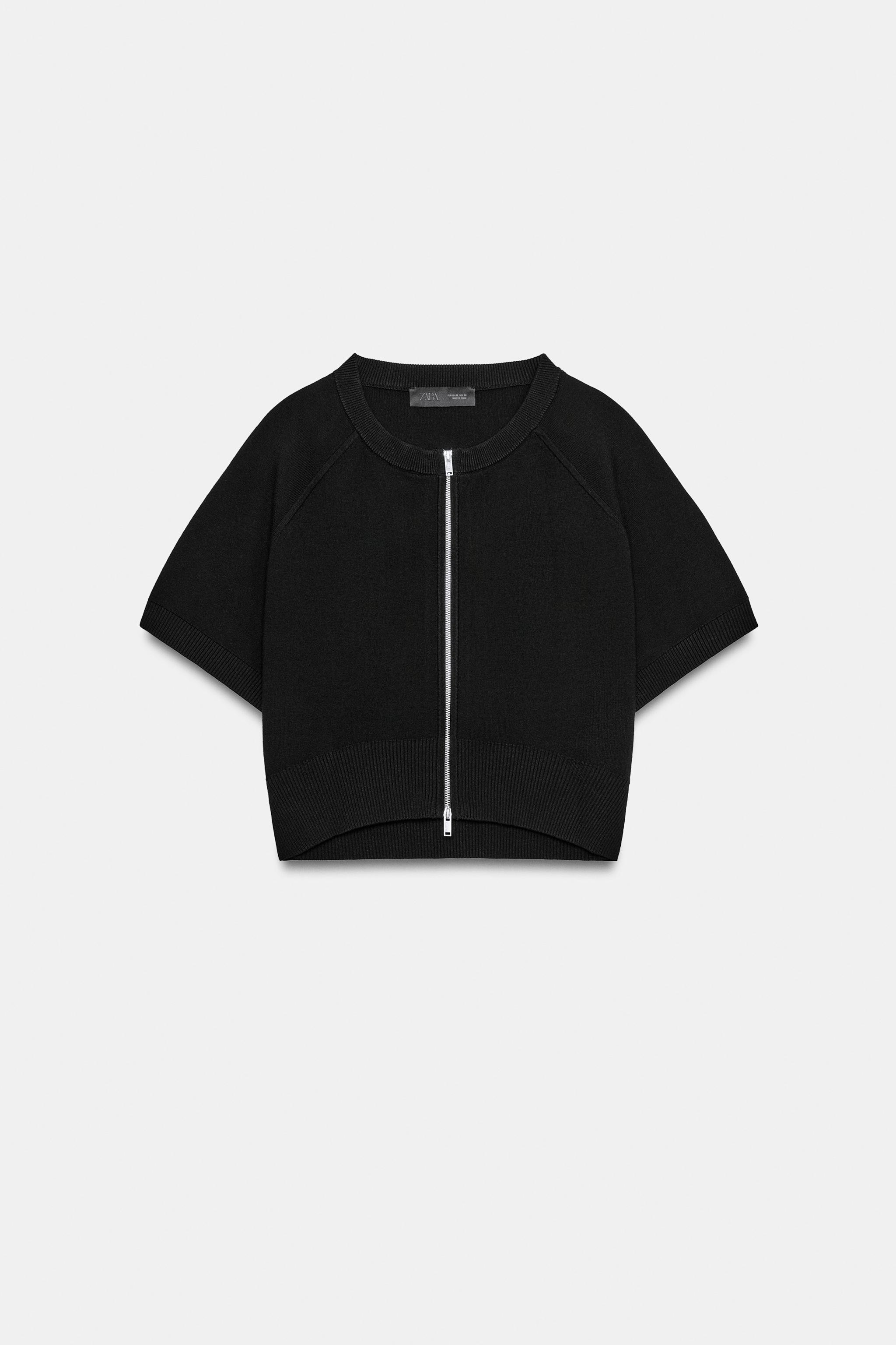 CROPPED KNIT JACKET WITH ZIPPER